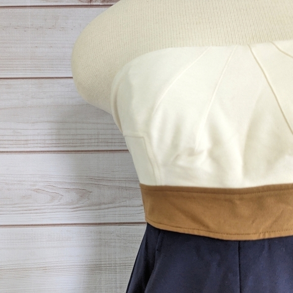 Diane Von Furstenberg Rhythm Dress in Ivory and Navy Strapless Two Tone Size 4 - Picture 3 of 8